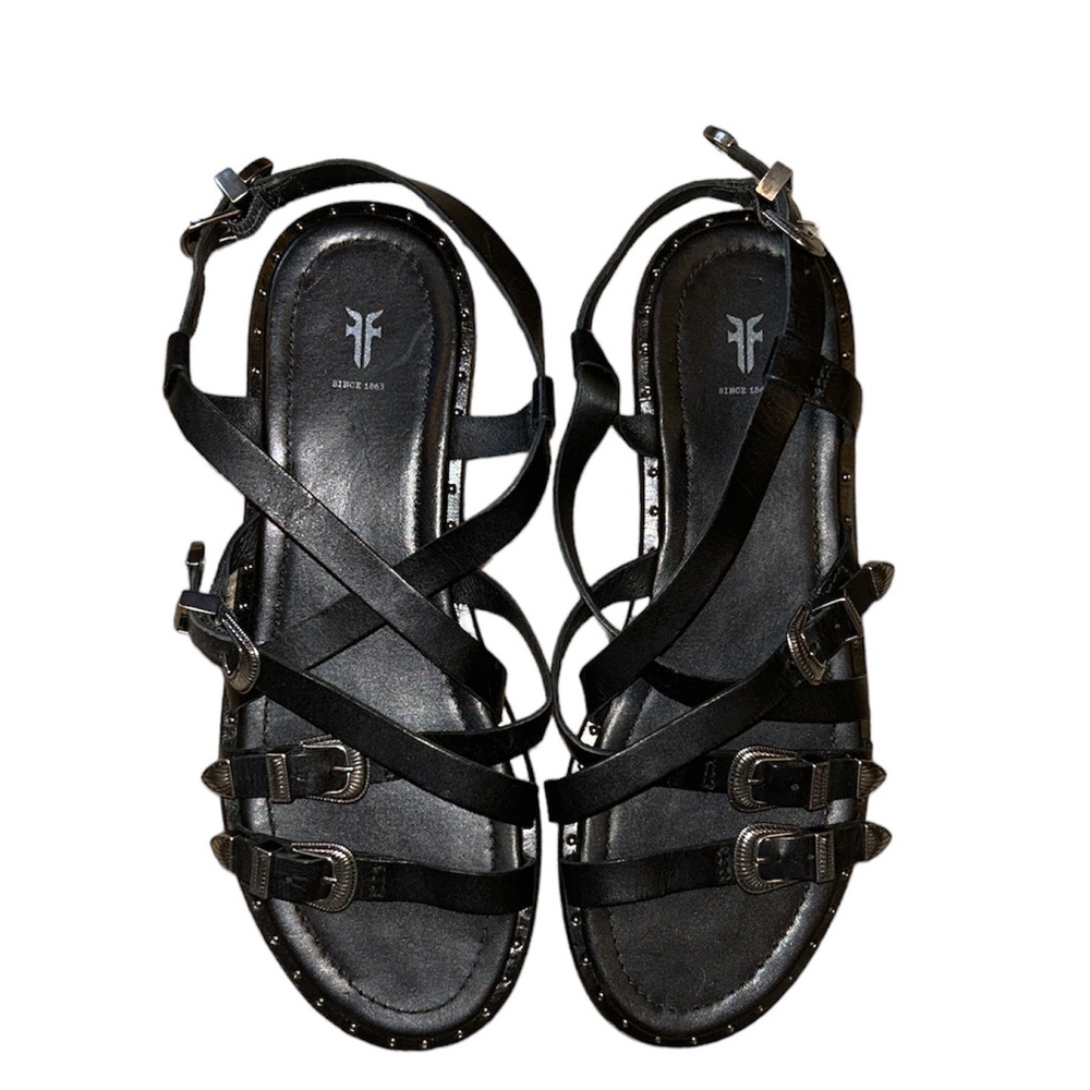 Frye Black Strappy Sandals